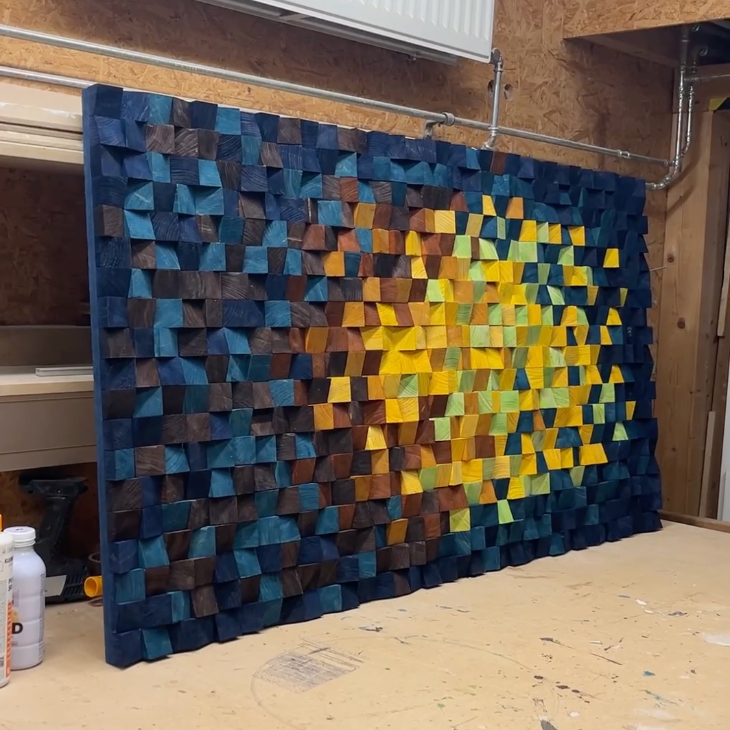 Mosaik Gemälde aus massivem Holz