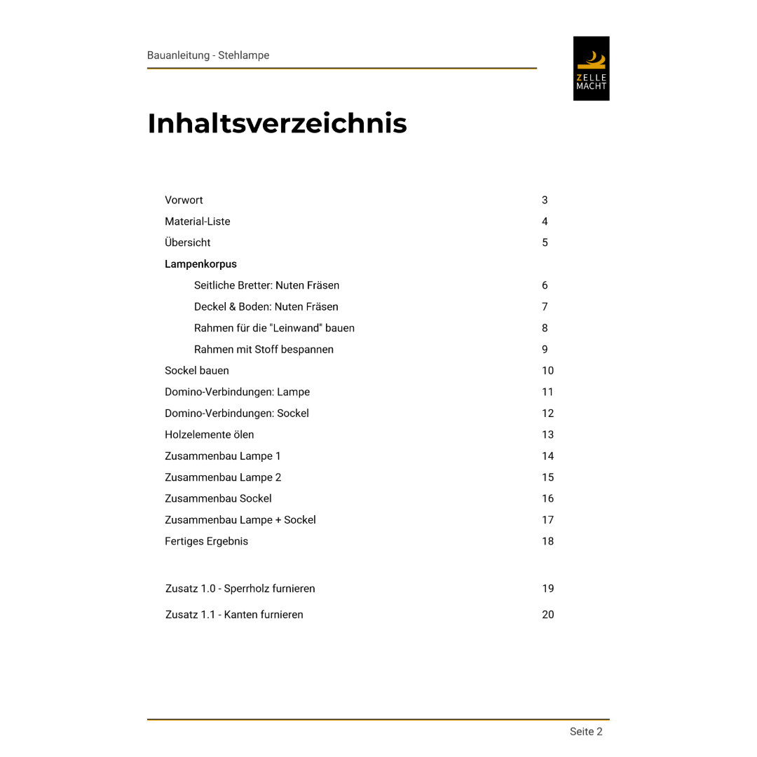 Bauanleitung Stehlampe