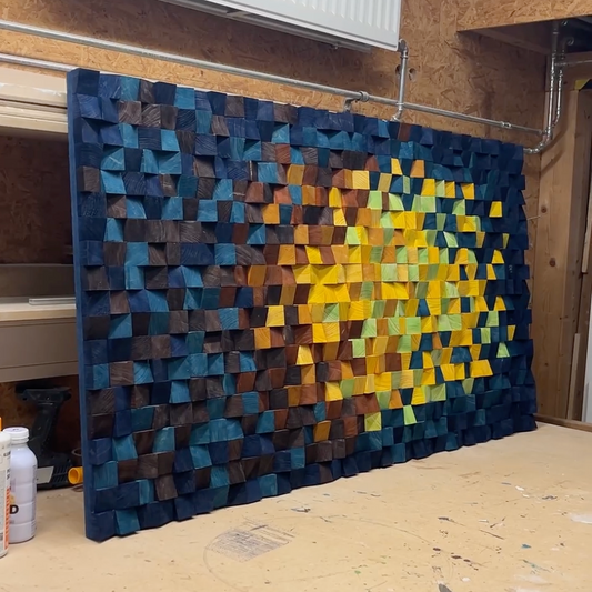 Mosaik Gemälde aus massivem Holz